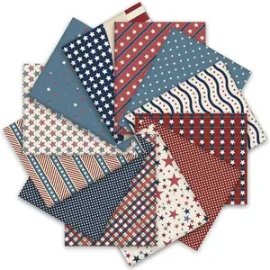 Whaline vintage patriotic cotton fabric bundle with stars and stripes