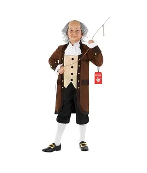 Child wearing colonial jacket with vest and knee pants