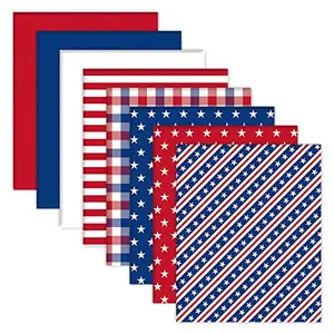 Whaline 8-piece patriotic fabric squares in 10x10 inches