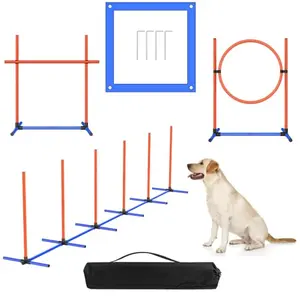 AHAILUOO adjustable dog hoop, jump, weave poles and pause box set