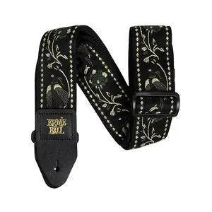 Ernie Ball Classic Jacquard Guitar Strap in black with pleasant pheasant design