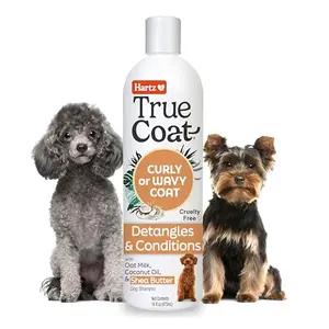 Hartz True Coat shampoo bottle for curly-haired dogs with shea butter and coconut oil