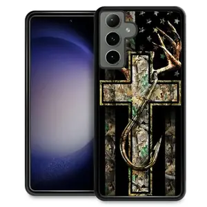 TnXee Samsung Galaxy S24 case with forest antler flag camo design