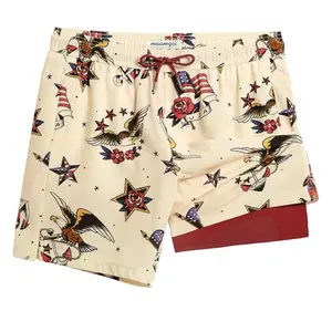 maamgic Men's Patriotic Swim Trunks with Eagle Design