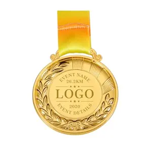 Custom engraveable gold medal with American flag ribbon