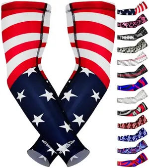 Exxact Sports stars and stripes compression arm sleeve on athlete's arm