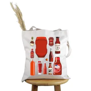 PWHAOO Ketchup Lover Canvas Tote Bag