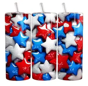 Stars Patriotic Tumbler Sublimation Wrap 20 oz straight