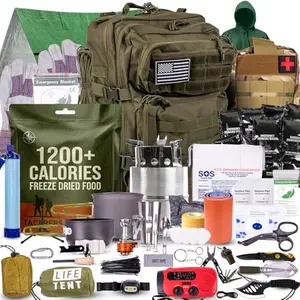 TacPreps tactical backpack survival kit with solar panel