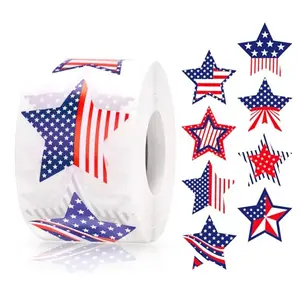 Anwyll American Flag star stickers roll with 8 different red white and blue patterns