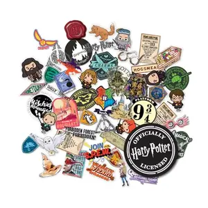 50-pack of clear Harry Potter variety stickers with chibi characters and magical icons on transparent vinyl