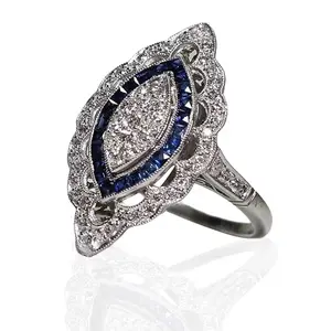 AZQ vintage halo cubic zirconia ring in gold plated sterling silver