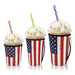 AJLTPA reusable neoprene coffee sleeves with handles in three sizes