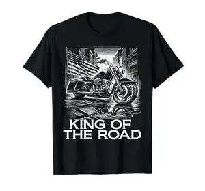 American flag motorcycle king of the road t-shirt