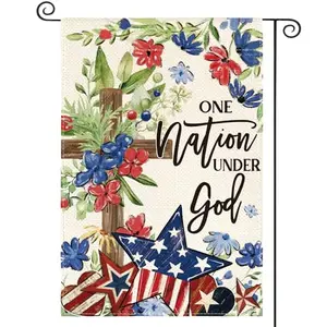 AVOIN colorlife Memorial Day cross garden flag in a flower bed
