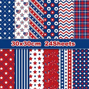 VIVIQUEN 12x12 double-sided American flag scrapbook paper with textured vintage patterns.