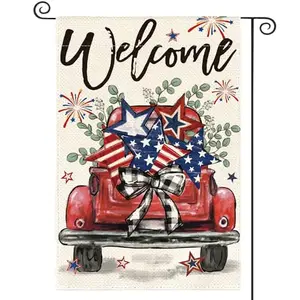 AVOIN colorlife Welcome Patriotic 4th of July Truck Garden Flag