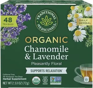 Traditional Medicinals Organic Chamomile & Lavender tea box with 48 tea bags