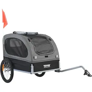 VEVOR dog bike trailer with black/gray color and safety flag
