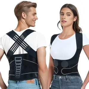 Enthra Back Brace Posture Corrector for Women and Men with Spine Vertical Alignment System, black, aluminum stays