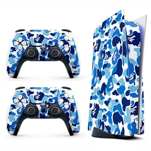 HK Studio blue camouflage skin set for PS5 standard console and controllers