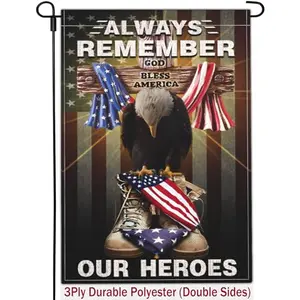 NASIAN Memorial Day garden flag with 'Always Remember Our Heroes' design, double-sided, 12x18 inches