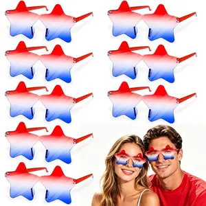 Rimless star-shaped sunglasses in red, white, and blue