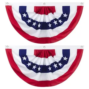 Two 2x4 foot American fan flags flanking a front door