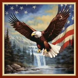 Dooxvey Flag Eagle Cross Stitch Kit on 11CT pre-printed fabric