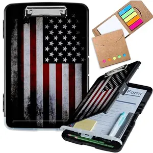 DEGDFSGR Vintage American Flag Clipboard with storage compartment and sticky notes