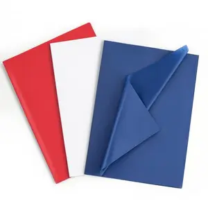 Red white and blue tissue paper stack