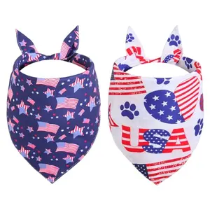 Gofshy reversible patriotic dog bandana with stars and letters design