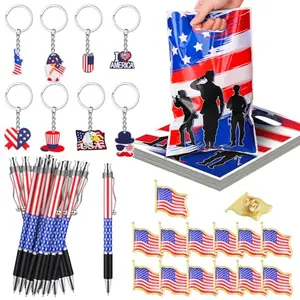 Bulyoou patriotic gift bulk pack including gift bags, keychains, pens, and brooches