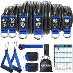 NITEEN 390lb heavy duty resistance bands set with handles, ankle straps, and door anchor