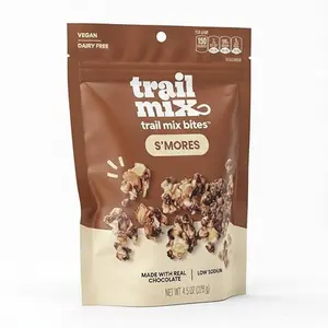 Bag of S'mores Trail Mix Cluster Bites with cinnamon cracker, almonds, cashews, and chocolate chips