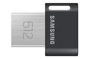 Samsung FIT Plus USB flash drive in gunmetal gray, compact design with integrated key ring