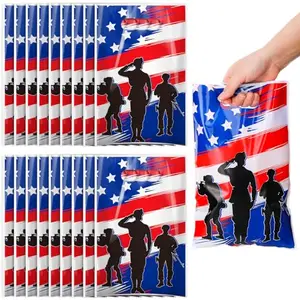 Hosuly plastic patriotic gift bags with soldier silhouette design