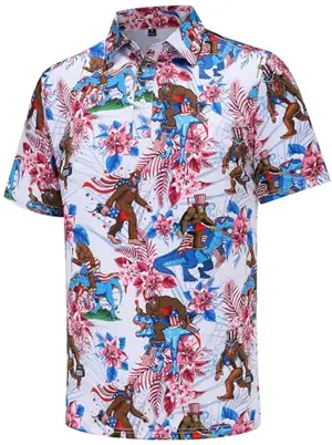 tracamiy Men's Funny Golf Polo Shirts with American Flag