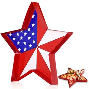 Red, white, and blue star-shaped cardboard box for charcuterie snacks