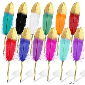 ZAUGONTW 24-pack multicolor feather ballpoint pens for large 1776 themed events