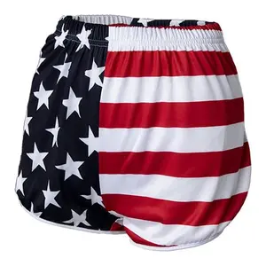 Grunt Style cotton blend USA flag training shorts laid flat