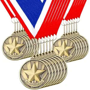 30-pack of star performer medals with red, white, and blue ribbons from Quelay