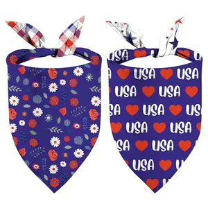 GHSJYO patriotic cotton dog bandanas with I Love USA design