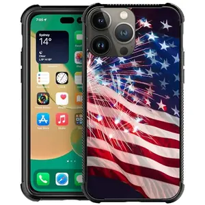 CARLOCA patriotic fireworks pattern clear iPhone 14 case with acrylic back