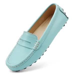 Artisure turquoise leather loafers with rubber sole for teachers