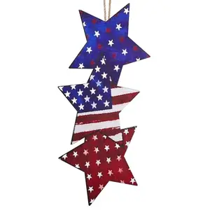 MAZSHTTD double-sided wooden stars patriotic door hanger
