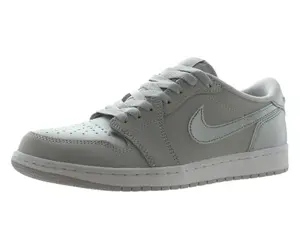 Air Jordan 1 Retro Low OG in neutral grey with metallic silver accents