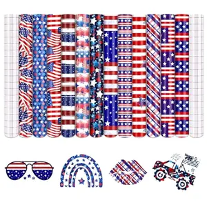HTVSTD 4th of July Permanent Vinyl sheets with retro American flag patterns
