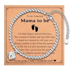 Mom to be bracelet with feet charm for first time mothers