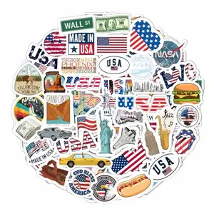 BulbaCraft pack of 100 USA themed vinyl stickers on sheets